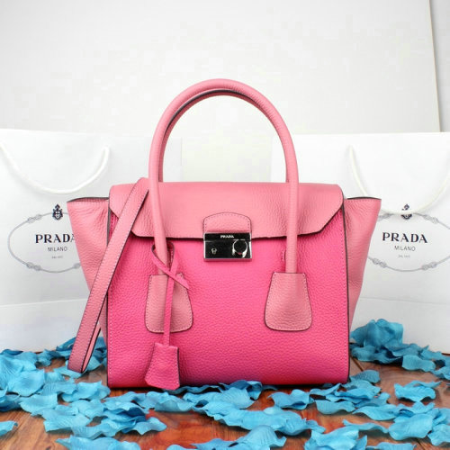 2014 Prada calfskin flap bag BN2665 rose - Click Image to Close